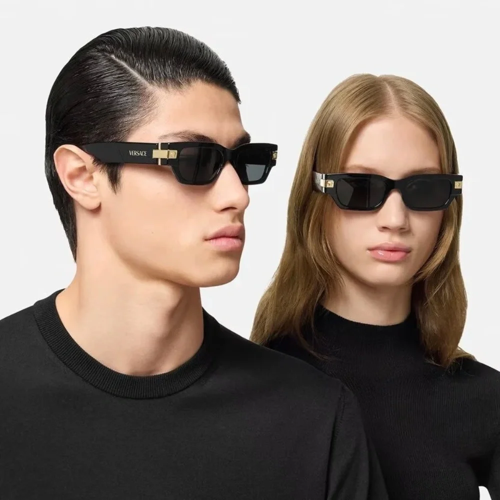 Versace Black Oversized Square Sunglasses with Gold Medallion Versace Black Square Sunglasses with Gold Medallion Detail  main image 4